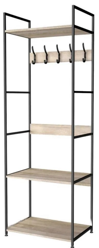 KÉSZLETKISÖPRÉS! Intenso Home nyitott ruhafogas 3db polccal 60 x 175cm fém lábakkal tölgy színben | Előszobai ruhatároló cipőtartóval / nyitott gardrób
