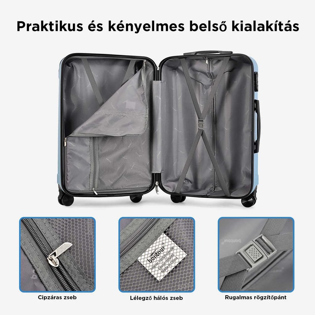 BONTOUR vertical 4 kerekes nagy borönd 76x50,5x29,5cm, jégkék