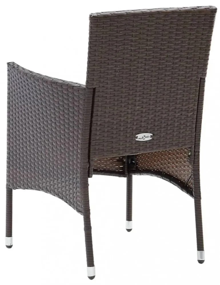 3 részes barna polyrattan kerti étkezőgarnitúra párnákkal