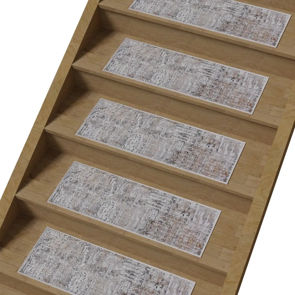 Szürke-bézs pamut lépcsőszőnyeg szett 16 db-os 25x65 cm Milano Bej – Vitaus