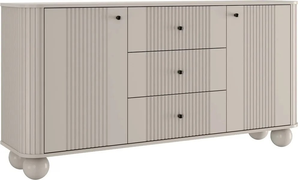 Vesper fiókos komód 160 cm - kasmír / fekete fogantyúk / gömb lábak