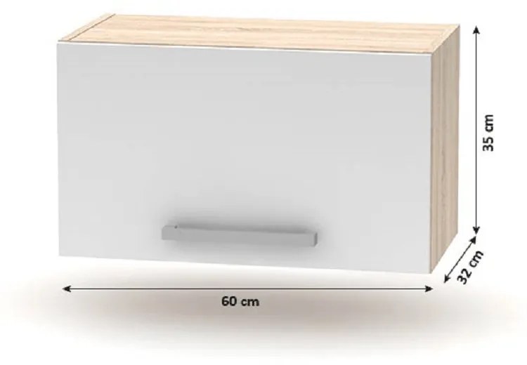 Konyhabútor 2,4 m, tölgy sonoma/fehér, NOVA PLUS