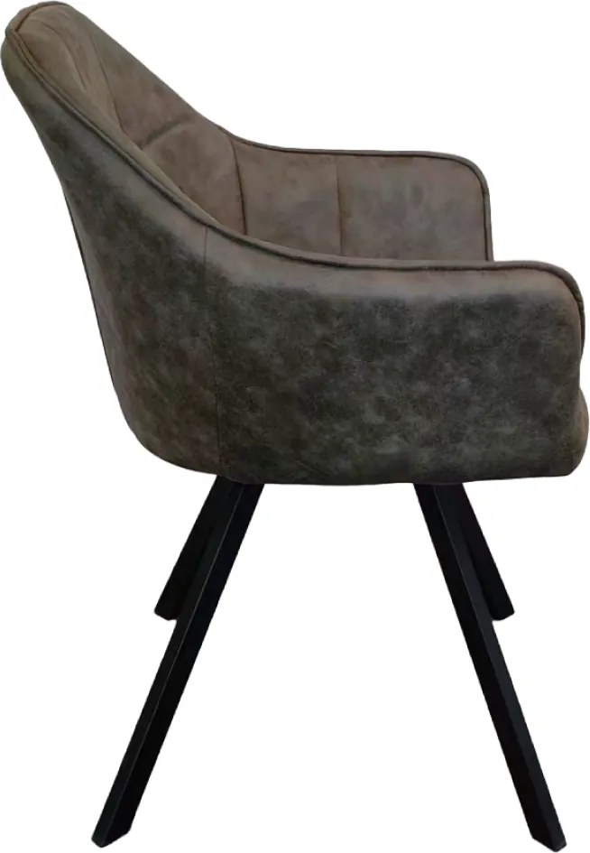 Forgó étkezőszék, zöld szövet csiszolt bőr hatással, SAMANTA