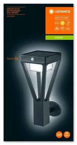 Ledvance - LED Napelemes érzékelős fali lámpa BOUQUET LED/6W/3,7V IP44