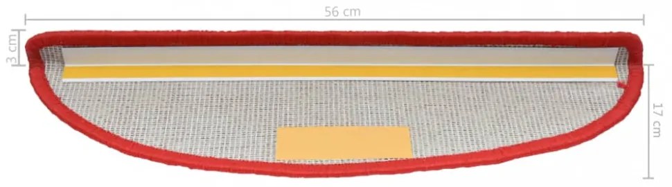 vidaXL 10 db piros lépcsőszőnyeg 56 x 17 x 3 cm