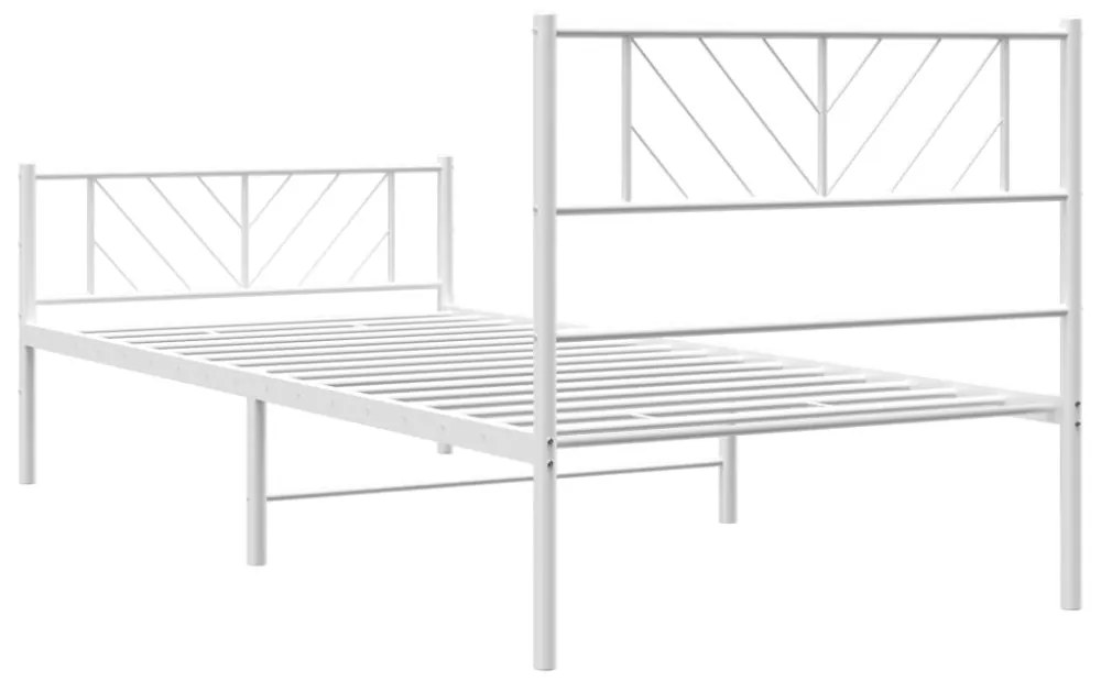 fehér fém ágykeret fej- és lábtámlával 75 x 190 cm