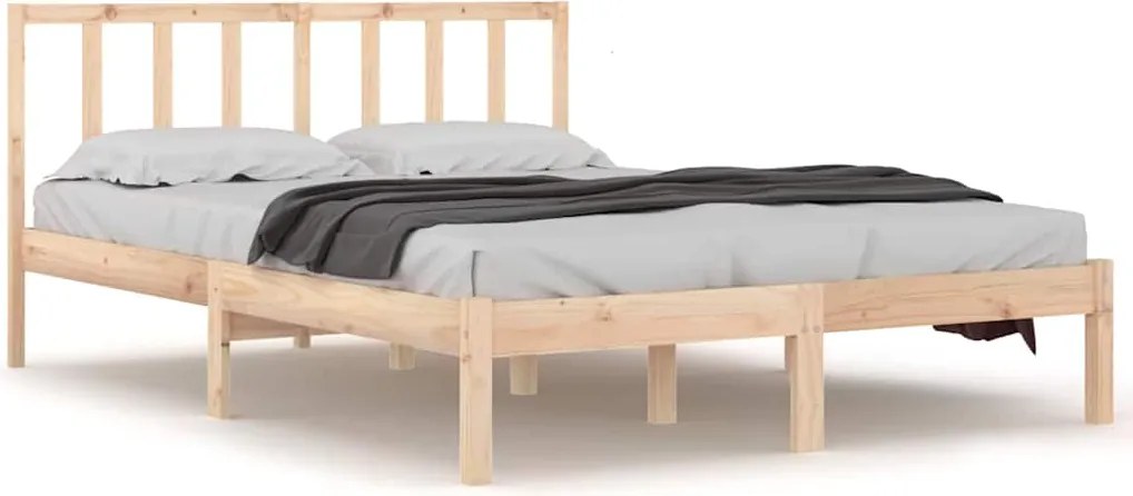 vidaXL Double tömör fenyőfa ágykeret 135 x 190 cm