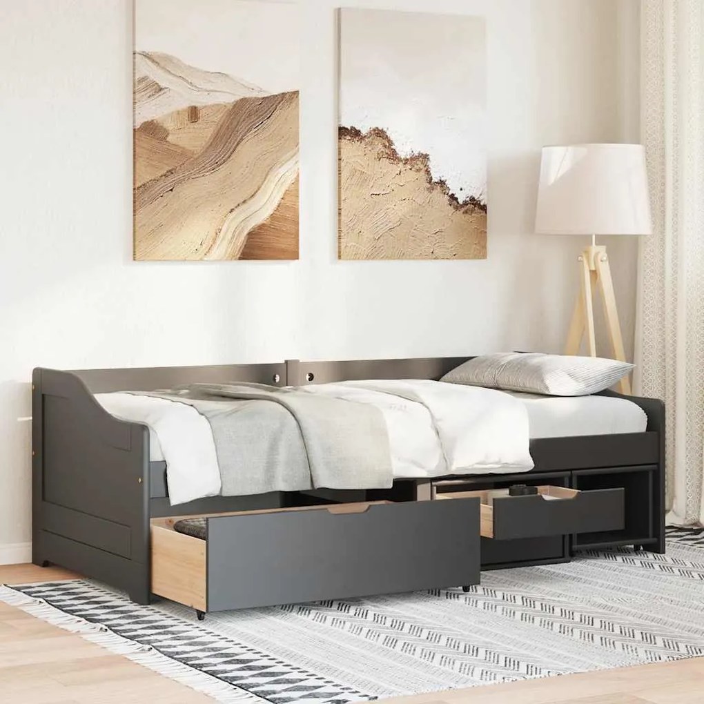 Napozóágy 3 fiókkal matrac nélkül IRUN Fekete 90x200 cm