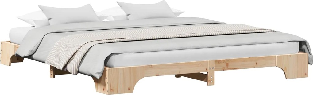 vidaXL Ágykeret Természetes 200 x 200 cm Tömör fenyőfa