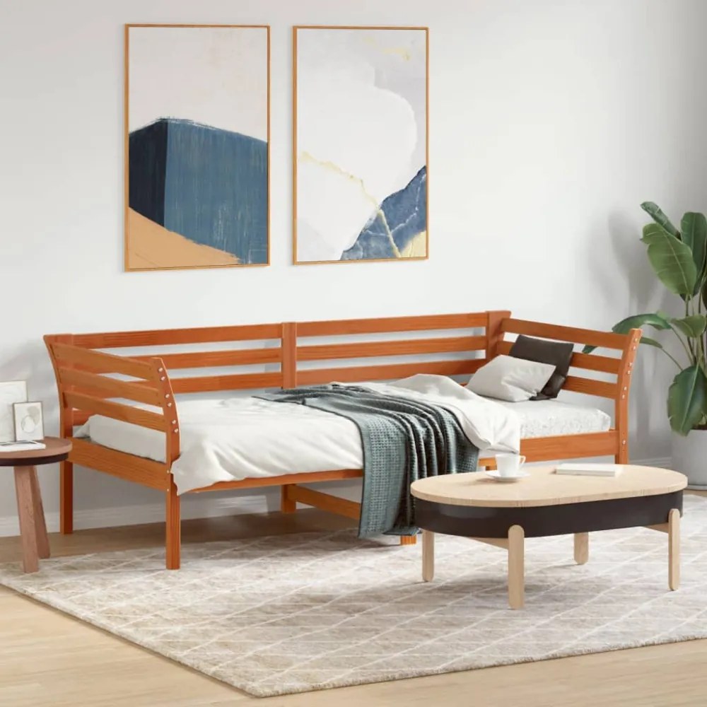 kanapéágy ágy matrac viaszbarna 75x190 cm tömör fa fenyőfa