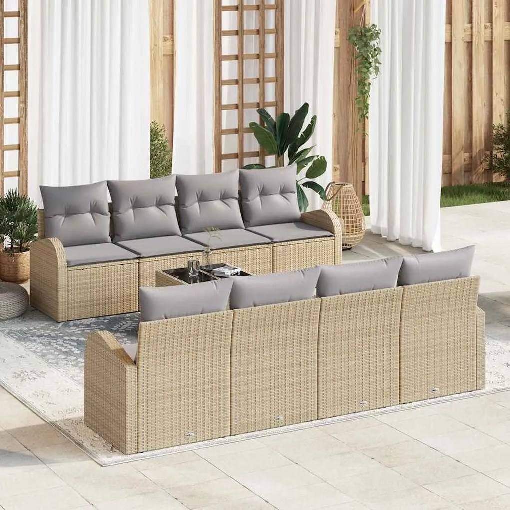 Kerti Kanapé Szett 7 pcs Bézs 55 x 55 x 37 cm polirattan
