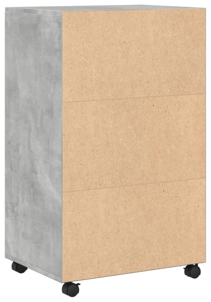betonszürke szerelt fa kerekes szekrény 55 x 40 x 91 cm