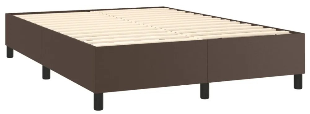 barna műbőr rugós ágykeret 140x190 cm