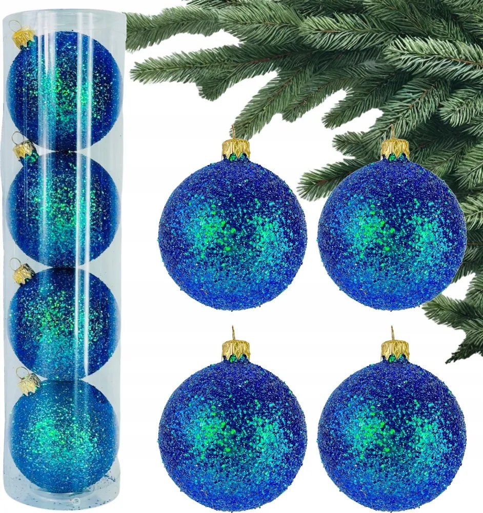 Holo Kék Karácsonyfa Bombák Buborékok a karácsonyfára 4 db-os Kaméleon gömb szett