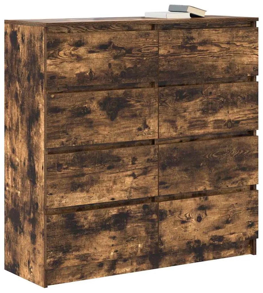 füstös tölgy színű szerelt fa tálalószekrény 100x35x99 cm