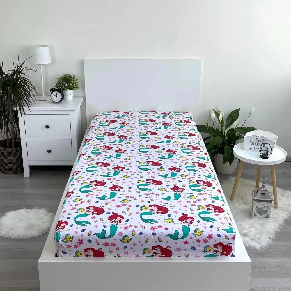Disney Hercegnők Ariel gumis lepedő 90x200 cm