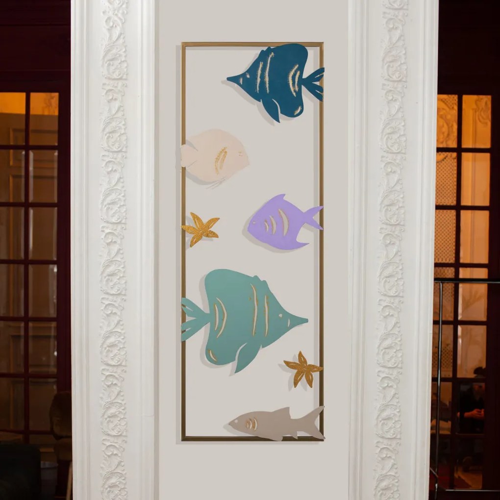 Aquarium fém fali dekoráció, 32×5 cm