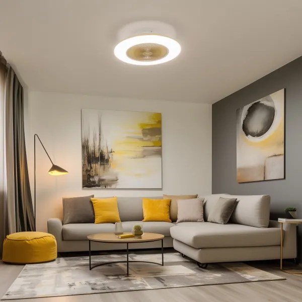 Brilagi - LED Dimmelhető lámpa ventilátorral AURA LED/38W/230V arany + távirányító