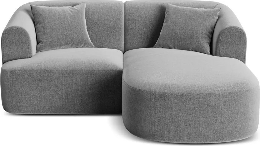 Világosszürke bársony sarokkanapé (jobb oldali-heverő résszel) Campi – Cosmopolitan Design
