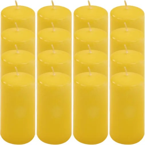 Paraffingyertya 10 cm 20 óra égési idő 16 db szett sárga