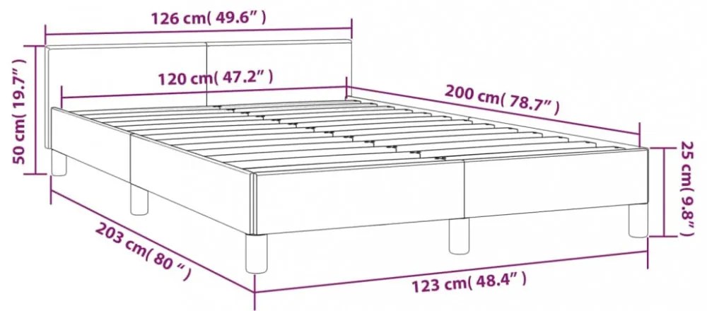 krémszínű ágykeret fejtámlával matrac nélkül 120x200 cm