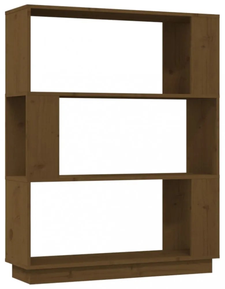 mézbarna tömör fenyőfa könyvszekrény/térelválasztó 80x25x101 cm