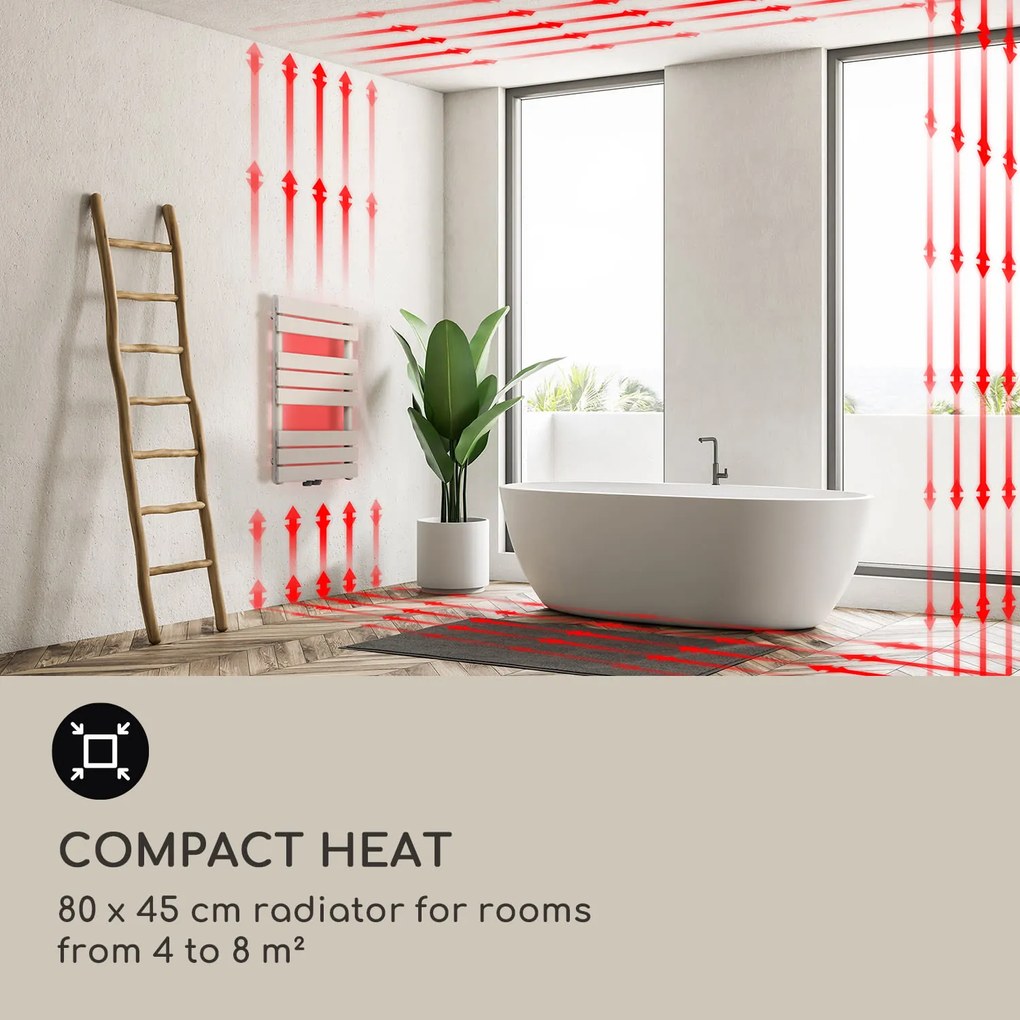 Fairmont, radiátor, 80 x 45, 375 W, meleg víz, 3 törölközőtartó, 1/2