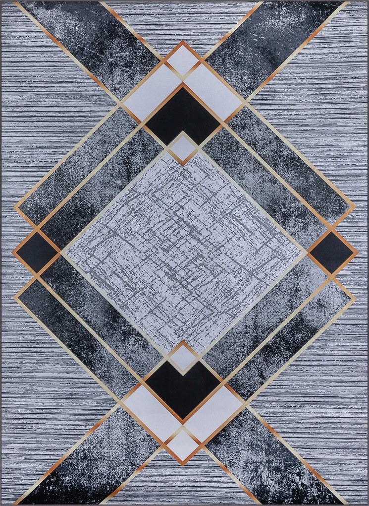 Szőnyeg 160X220 CM Szürke-arany Nappaliba Modern Geometrikus Bcf