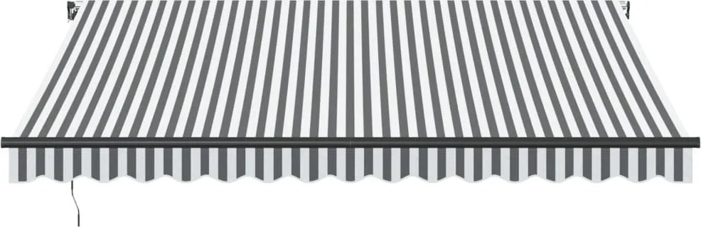 Antracitszürke és fehér kézzel kihúzható napellenző 400x350 cm