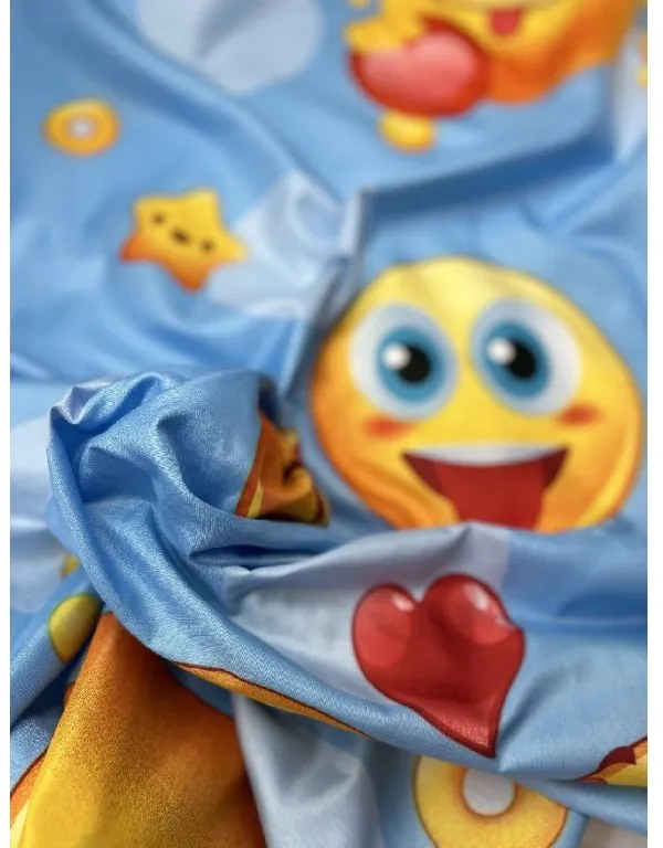 Emoji Blue Photo ágynemű Ágynemű mérete: 140x220 cm - cipzáras, A csomag tartalma: Készletcsomagolás