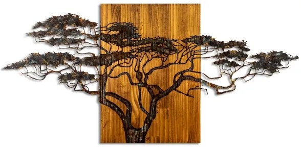 Fali dekoráció 144x70 cm fa/fém faág mintával