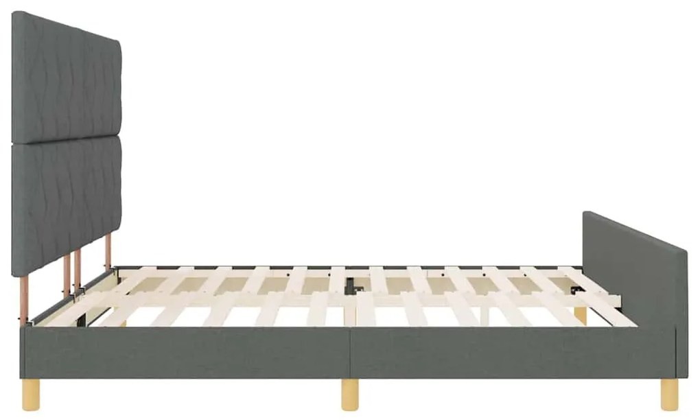Ágykeret fejtámlával Sötétszürke 200 x 200 cm szövet