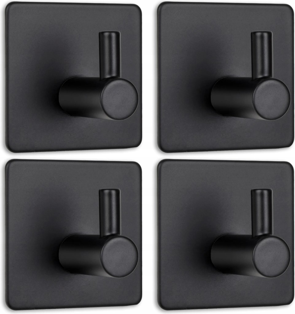 Akasztók Fürdőszoba Konyha Törölköző Fekete Ragasztó x4