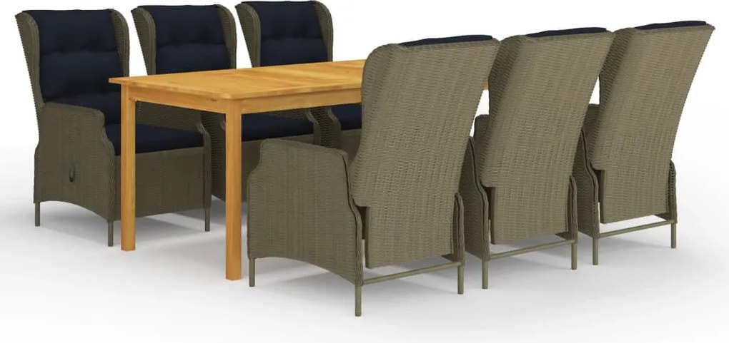 vidaXL 7 részes barna kerti étkezőgarnitúra