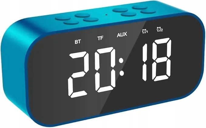 Kabinga Digitális Ébresztőóra Led Elektronikus Hangszóró Tükör Kék