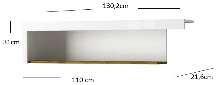 Regál Tiera (fényes fehér + navarre tölgy). Akció -22%. 1053343