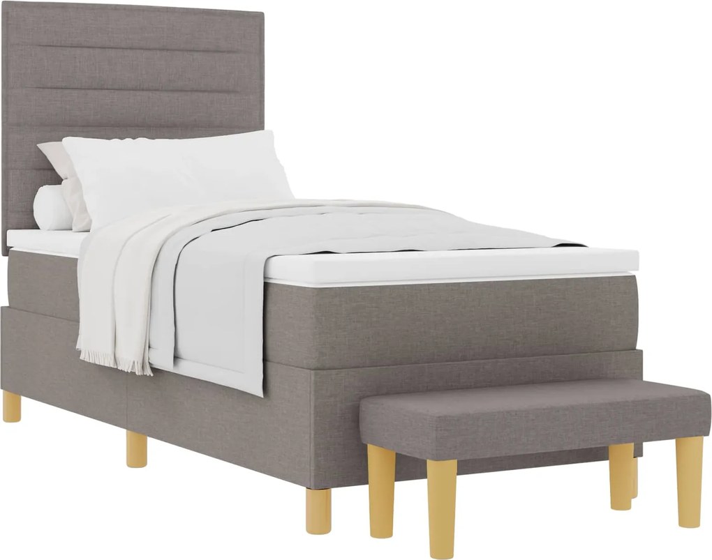 vidaXL Boxrugós ágy matracmal fejtámlával Tópszínű 80 x 200 cm szövet