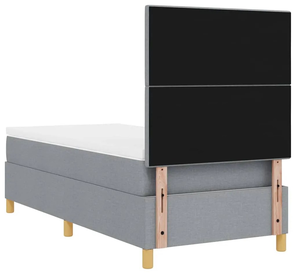 Boxrugós ágy fejtámlával Világosszürke 100 x 200 cm szövet