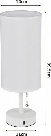 BRILAGI - USB-portos asztali lámpa TABLON 1xE27/25W/230V fehér