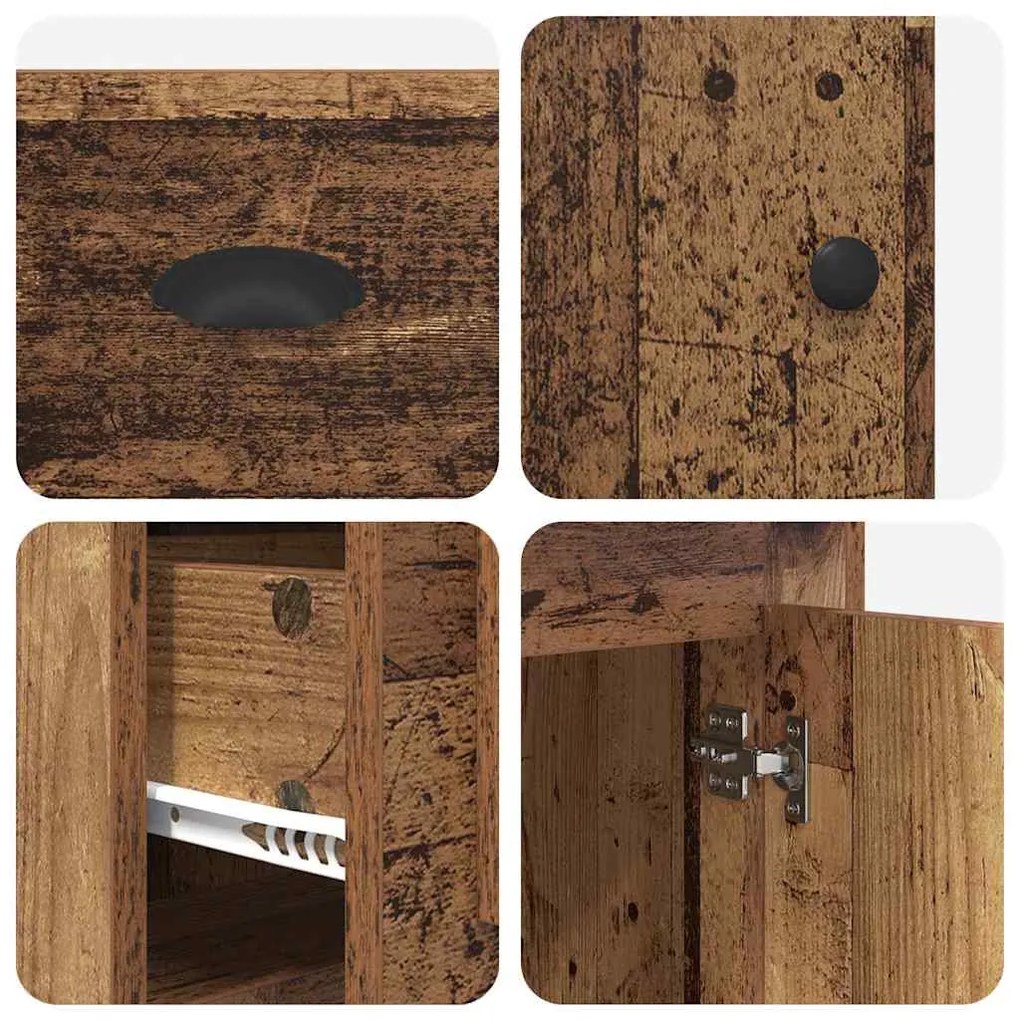 vidaXL Íróasztal szekrénnyel Öreg fa 154,5 x 50 x 75 cm Faanyag