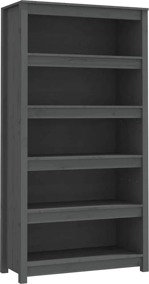 vidaXL szürke tömör fenyőfa könyvszekrény 80x35x154 cm