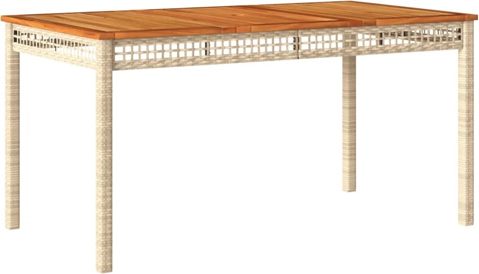 vidaXL bézs polyrattan és akácfa kerti asztal 140 x 80 x 75 cm