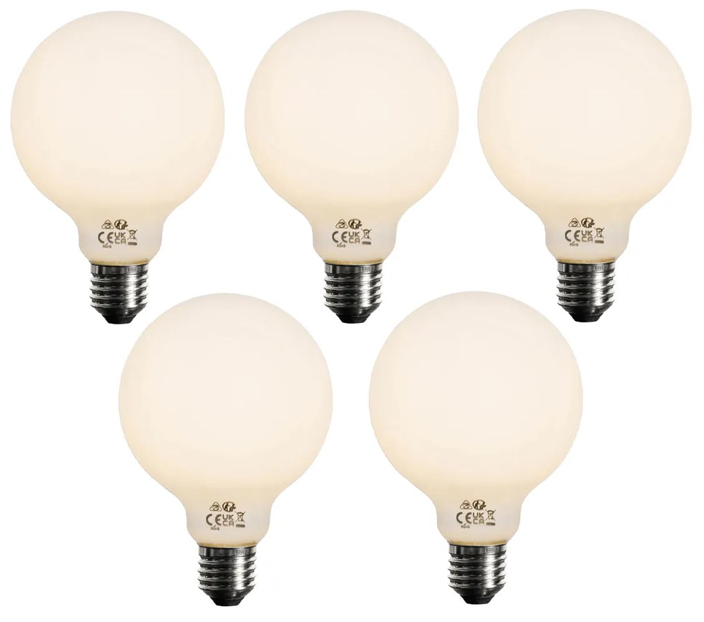 5 darabos E27 szabályozható LED opál G95 izzók 5W 450LM 2700K