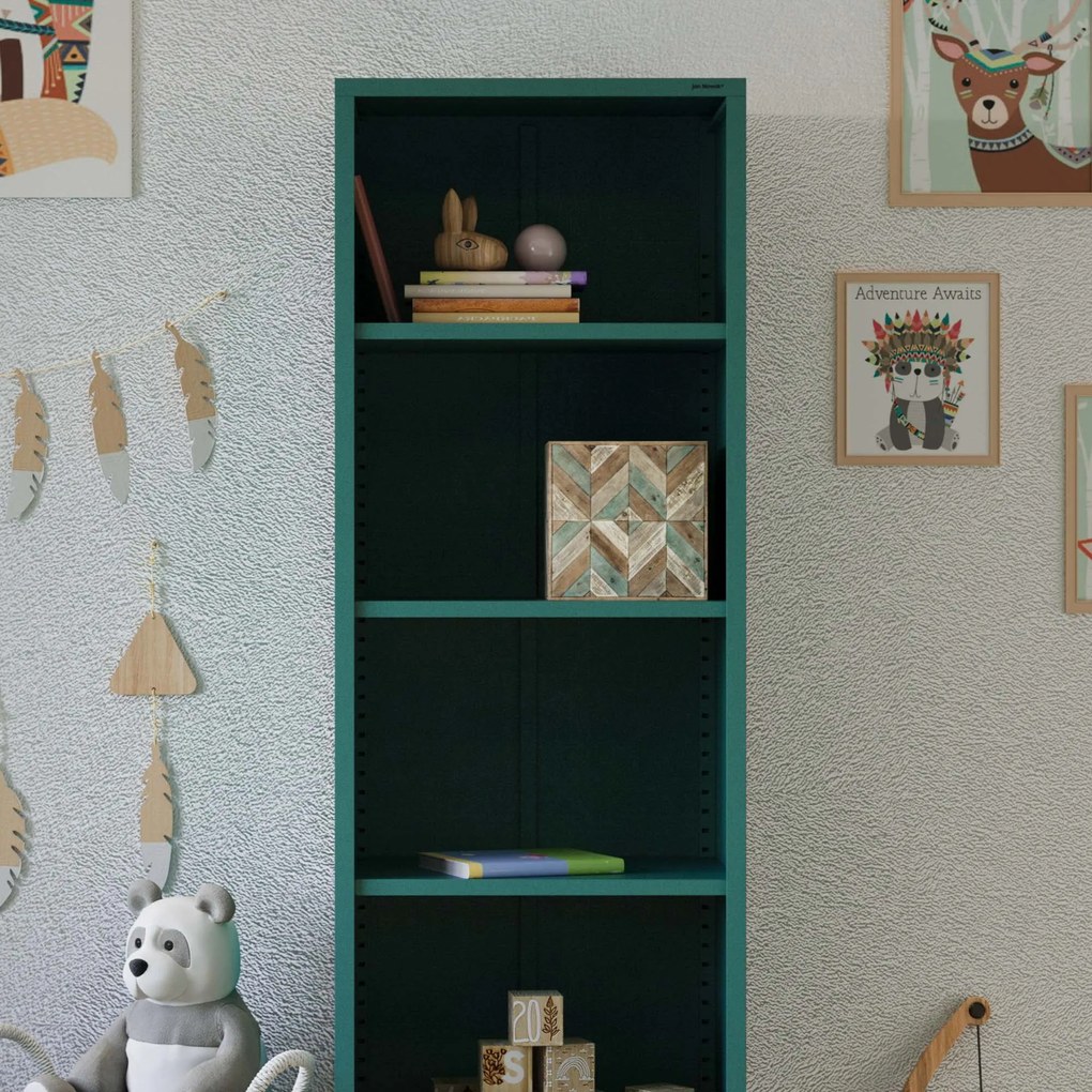 Könyvespolc MARIO, 500 x 1800 x 350 mm, Modern: tengerszínű