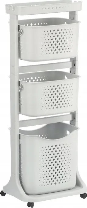 Műanyag gurulós állvány kosárral Fehér/Fekete