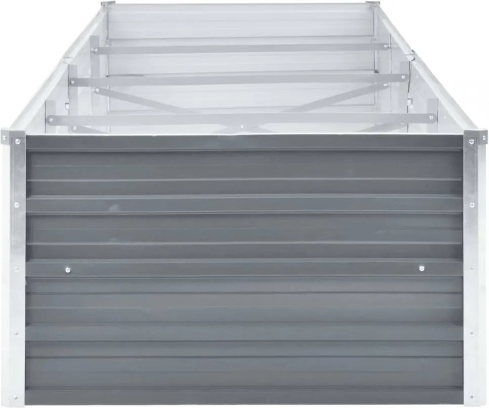 Szürke horganyzott acél kerti virágtartó 320 x 80 x 45 cm