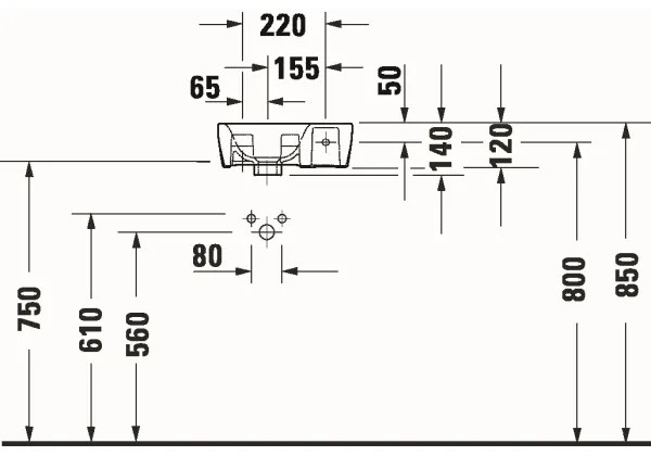 Duravit 7453600412 - Falra szerelhető mosdó D-NEO 36x22 cm kerámia/fényes fehér