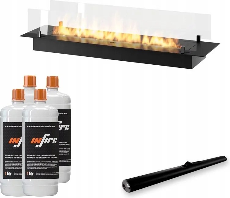 Biokandalló bútor Insert Slim fekete 1200mm üveg