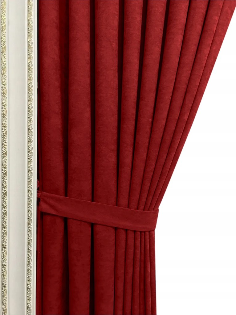 Függöny Velvet Milan Piros méretre vágva