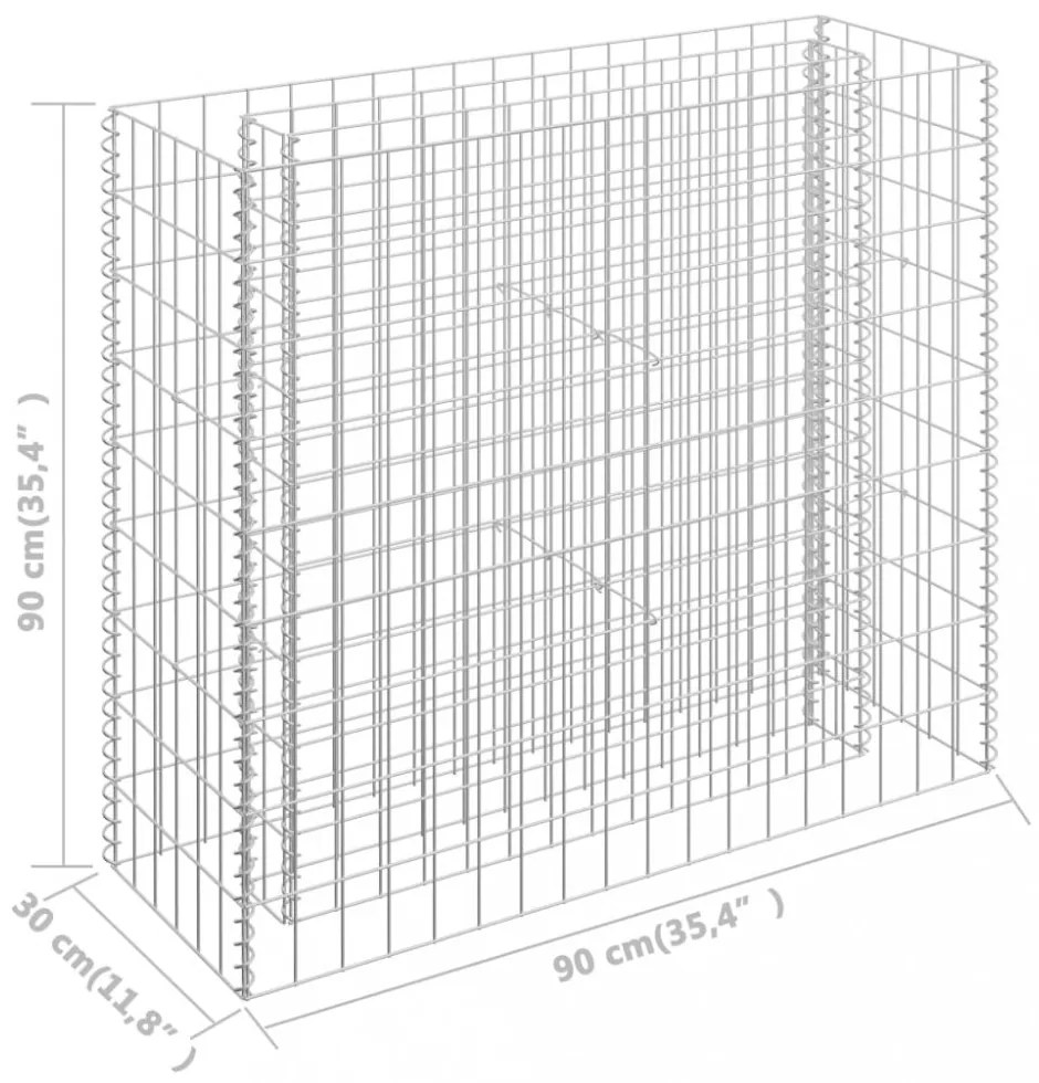 horganyzott acél gabion magaságyás 90 x 30 x 90 cm